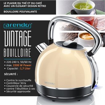 Arendo Retro Çelik 1.7 lt Bej Kettle