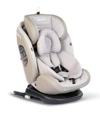 Kraft Spin Pro Isofix 360 Derece Dönen 0-36 kg Yatabilen Yükseklik Ayarlı Çift Yönlü Oto Koltuğu Bej