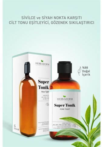 Herbaderm Pore Tight Tüm Cilt Tipleri İçin Aha+Bha Gözenek Sıkılaştırıcı Likit Tonik 250 ml