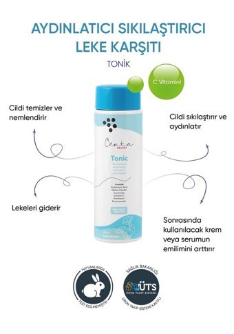 C'enta Beauty Tüm Cilt Tipleri İçin Gözenek Sıkılaştırıcı Leke Giderici Likit Tonik 200 ml