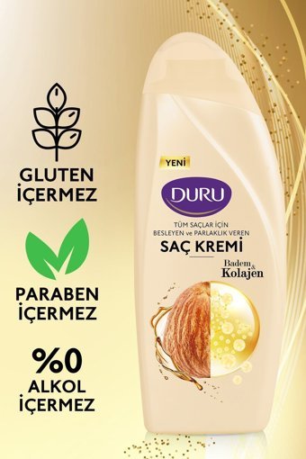 Duru Parlaklık Veren Badem Kolajen Saç Kremi 3 x 500 ml