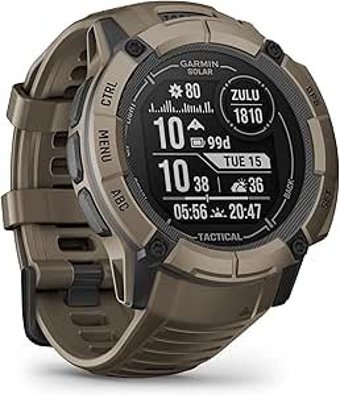 Garmin Instinct 2X Solar Tactical Su Geçirmez 50 mm Silikon Kordon Yuvarlak Erkek Akıllı Saat Coyote Tan