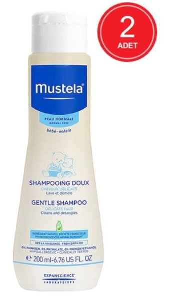 Mustela Gentle Göz Yakmayan Hipoalerjenik Hassas Ciltler İçin Avokadolu Bebek Şampuanı 2x200 ml