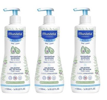 Mustela Dermo Cleansing Göz Yakmayan Hipoalerjenik Yenidoğan Tüm Ciltler İçin Hindistan Cevizli Bebek Şampuanı 3x500 ml