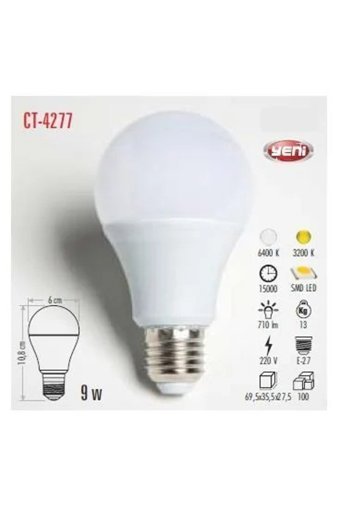 Cata Ct-4277 9 W Tasarruflu Mavi E27 Armut Led Ampül