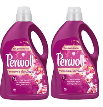 Perwoll Yenileme Çiçek Cazibesi Renkliler İçin 90 Yıkama Sıvı Deterjan 2x2.7 lt