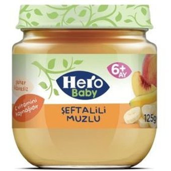 Hero Baby Glutensiz Muzlu Şeftali Kavanoz Maması 24x125 gr