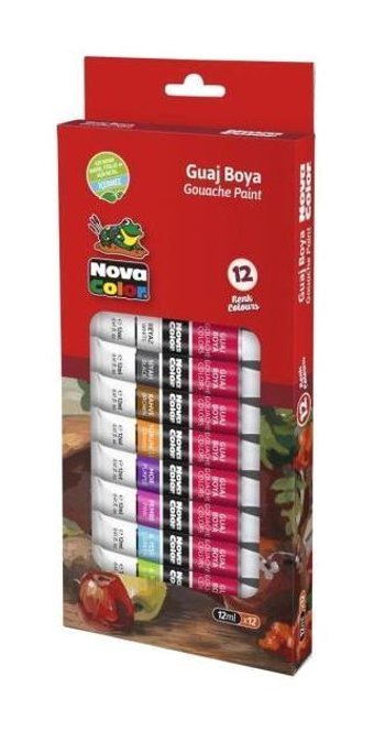 Nova Color Nc-781 Tüp Çok Renkli 12x12 ml Guaj Boya Seti