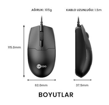 Lenovo Lecoo MS101 Kablolu Yatay Mouse