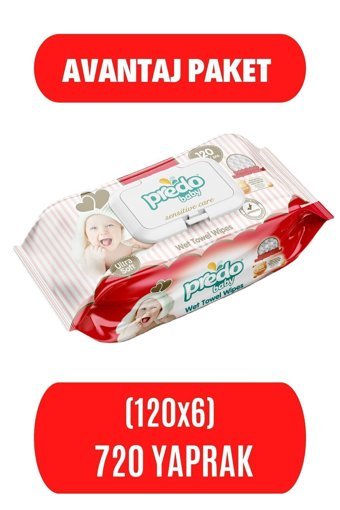 Predo Baby Ultra Soft 120 Yaprak 6'lı Paket Islak Mendil