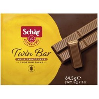 Schar Twin Bar Glutensiz Sütlü Çikolatalı Gofret 64.5 gr