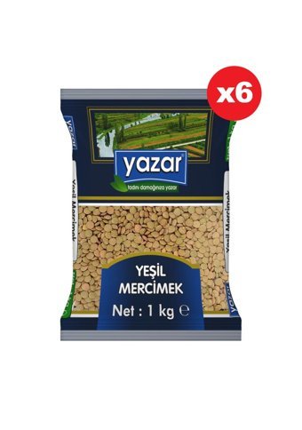 Yazar Yeşil Mercimek 6x1 kg