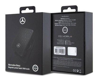 Mercedes Benz Işıklı 5000 mAh Powerbank Siyah