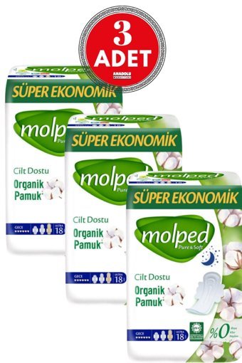 Molped Pure & Soft İnce 18'li Hijyenik Ped 3 Adet