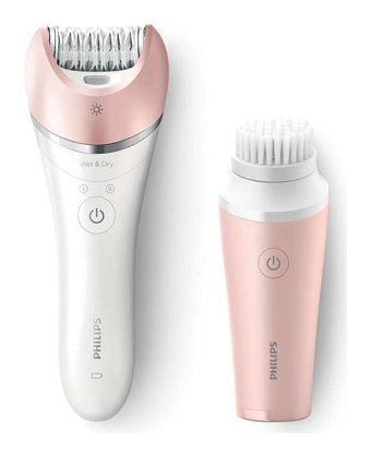 Philips BRP545-00 Yüz Genital Bölge Tüm Vücut Koltuk Altı Bacak için 32 Cımbızlı Kablosuz Işıklı Islak Kuru Epilatör Pembe