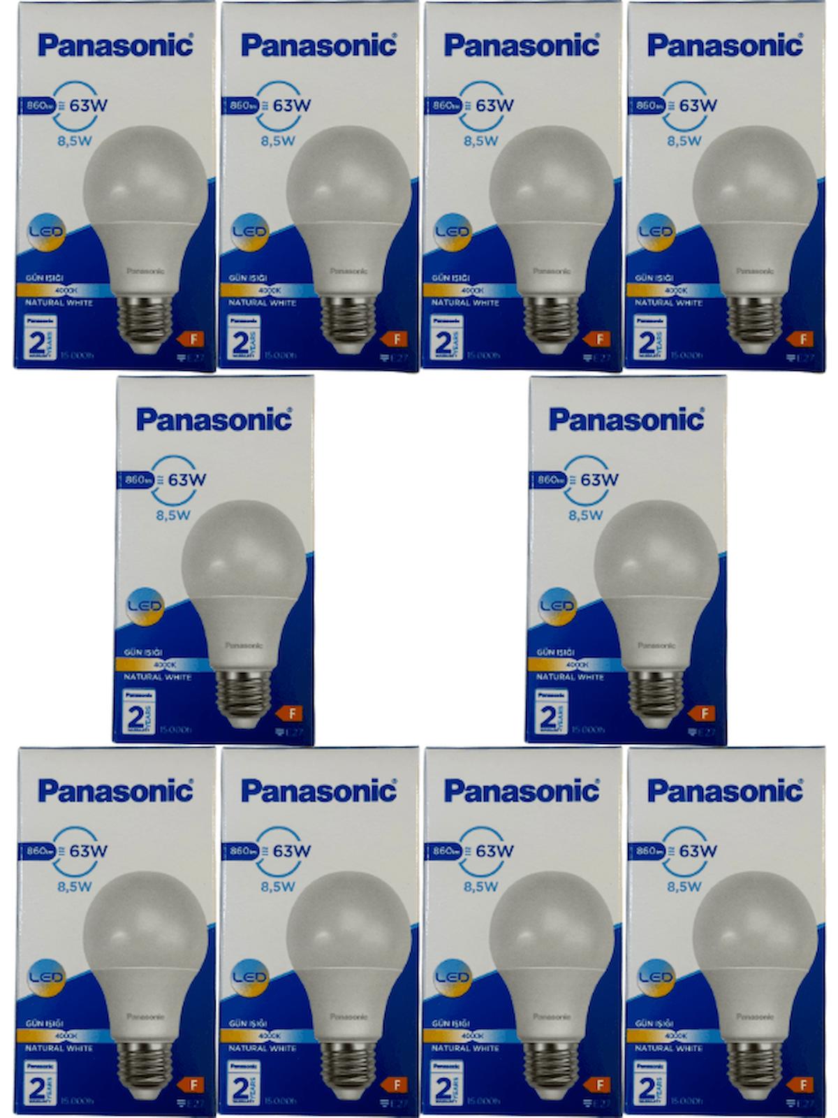 Panasonic 4000 K 10'lu 8.5 W Gün Işığı E27 Armut LED Ampul