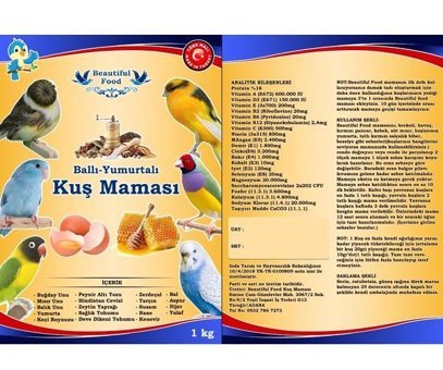 Beautiful Food Kabuksuz Ballı - Yumurtalı Vitaminli Standart Kuş Yemi 500 gr