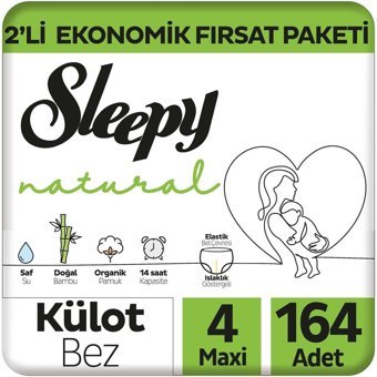 Sleepy Natural 4 Numara Organik Külot Bebek Bezi 164 Adet