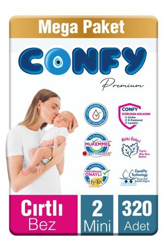 Confy 2 Numara Cırtlı Bebek Bezi 320 Adet