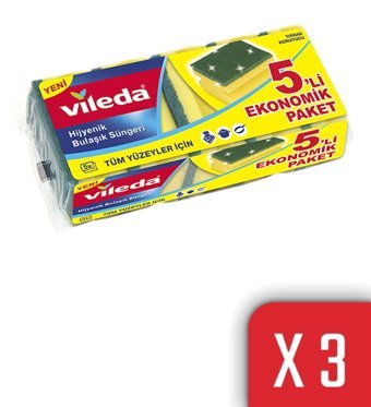 Vileda Klasik Oluklu 3x5'li Bulaşık Süngeri