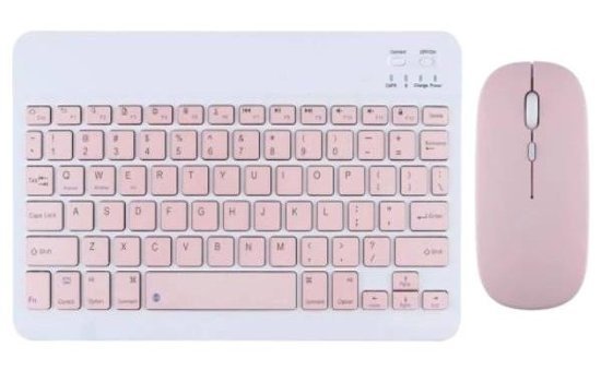 Apple iPad Pro 9.7" Sessiz Pembe Kablosuz Klavye Mouse Seti