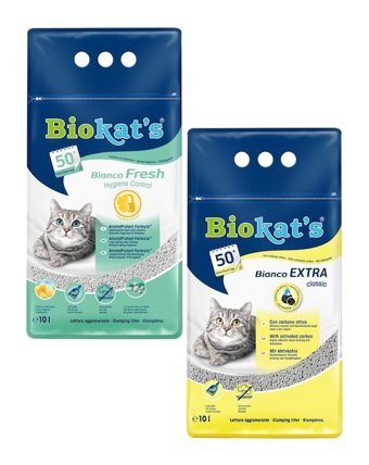 Biokats Bianco Fresh Topaklanan İnce Taneli Bentonit Kedi Kumu 2x10 lt