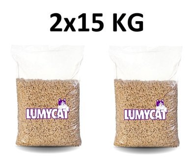 Lumy Cat %100 Doğal Kalın Taneli Çam Pelet Kedi Kumu 2x30 lt