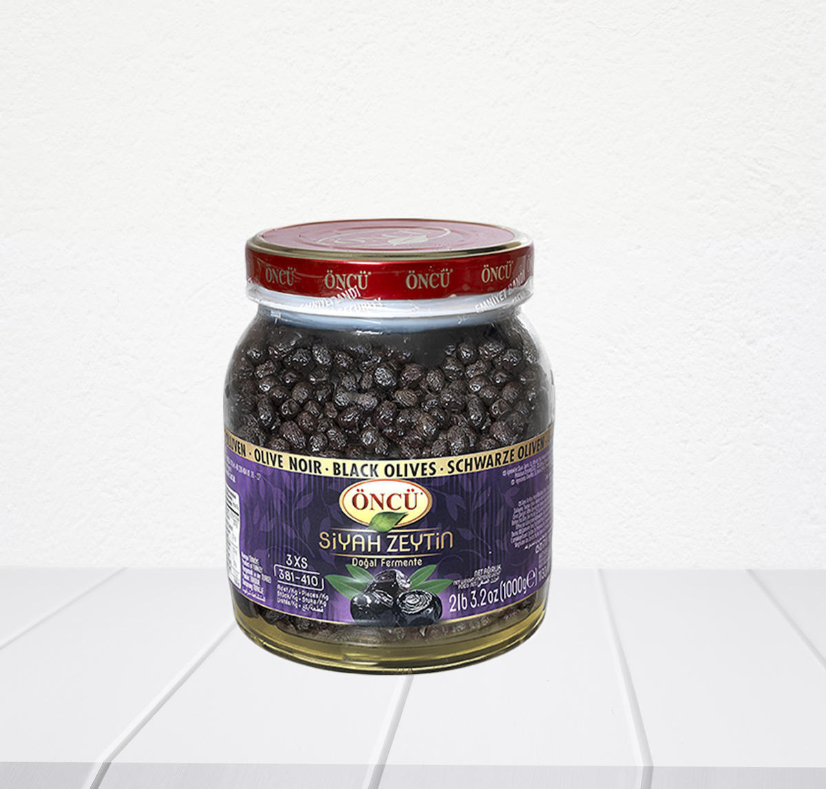 Öncü 381-410 Kalibre Tuzlu Salamura Siyah Zeytin Pet Kavanoz 1 kg