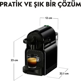 Nespresso D40 Black Inissia 1260 W 0.9 lt Kapasiteli Espresso Kapsül Kahve Makinesi