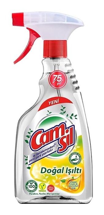 Camsil Doğal Işıltı Sirkeli Cam Temizleyici Sprey 500 ml