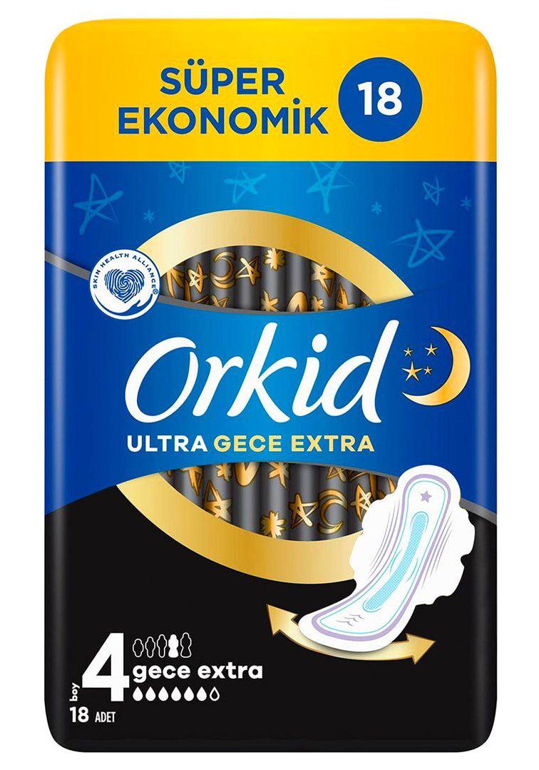 Orkid Ultra Gece Extra Orta 18'li Hijyenik Ped