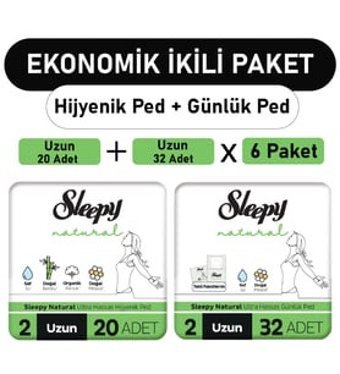 Sleepy Natural Organik Antialerjik İnce 20'li+32'li Hijyenik Ped 6 Adet