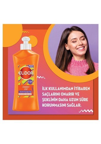 Elidor 7/24 Kerain Çay Ağacı Yaği Hacim Veren Keratinli Boyalı Dalgalı Kıvırcık Saçlar için Durulanmayan Kadın Saç Kremi 265 ml