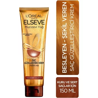 Loreal Paris Elseve Jojoba Yağı Parlaklık Verme Boyalı Tüm Saçlar için Durulanmayan Kadın Saç Kremi 150 ml