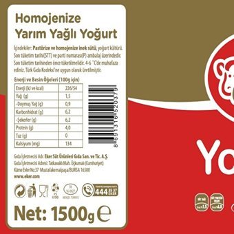 Eker Homojenize Kaymaksız Yoğurt 1.5 kg