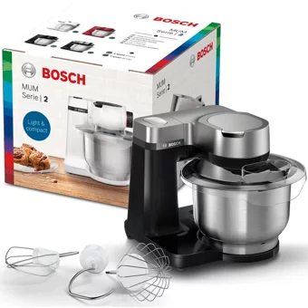 Bosch MUM S2VM00 Plastik 900 W 3.8 lt Standlı Hamur Yoğurma ve Mutfak Şefi Siyah-Gümüş