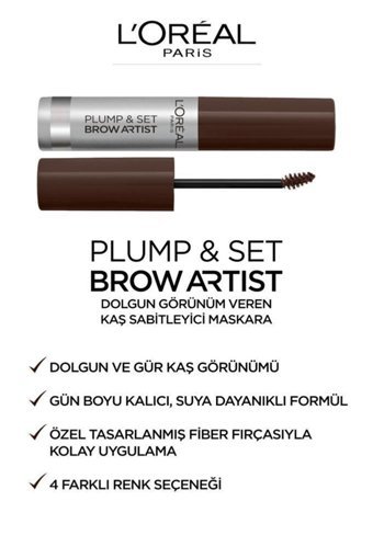 L'Oreal Paris Brow Artist Plump 105 Brunette Kahverengi Maskara Kaş Sabitleyici