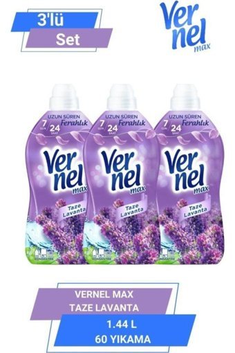 Vernel Konsantre Lavanta 180 Yıkama Yumuşatıcı 3x1440 ml