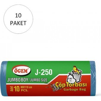 Ögem J-250 Jumbo Boy 80x110 cm Çöp Poşeti 10x10 Adet Mavi