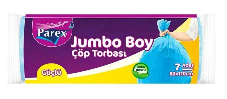 Parex Güçlü Jumbo Boy 80x110 cm Çöp Poşeti 7 Adet Mavi