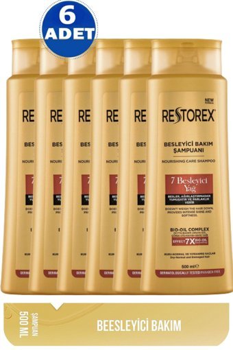 Restorex Besleyici Düz Saçlar İçin Parabensiz Kremsiz Şampuan Unisex Şampuanı 6x500 ml