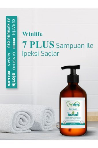 Winlife 7 Plus Düz Saçlar İçin Keratin Parabensiz Kremsiz Şampuan Unisex Şampuanı 300 ml