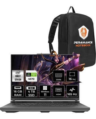 Asus ROG Strix G16 N3187 Harici GeForce RTX 4070 Intel Core i7 13650HX 16 GB DDR5 4 TB SSD 16 inç WUXGA Windows 11 Pro Gaming Laptop PER4 ÇANTA