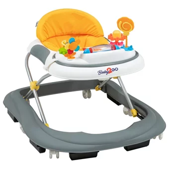 Baby2Go Toddle Lüks 6 Tekerlekli Oyuncaklı Müzikli Örümcek Yürüteç Sarı