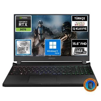 Gigabyte Aours 5 SE4-73TR213SH09 Harici GeForce RTX 3070 Intel Core i7 12700H 32 GB DDR4 2 TB SSD 15.6 inç FHD Windows 11 Home Gaming Laptop CNT010 Çanta