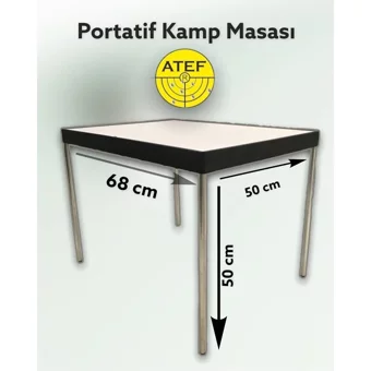 Atef Portatif 68x50 cm Dikdörtgen Kamp Masası Beyaz