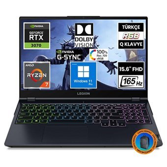 Lenovo Legion 5 82JU00EATX11 Harici GeForce RTX 3070 AMD Ryzen 7 5800H 64 GB DDR5 1 TB SSD 15.6 inç FHD Windows 11 Pro Gaming Laptop CNT012 Çanta