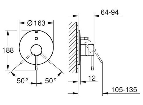 Grohe Essence Krom Kaplama Tekli Aç Kapa Yarı Ankastre Kare Banyo Bataryası Bakır