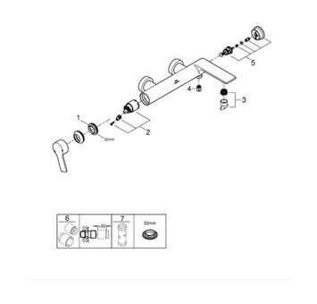 Grohe 32826001 Krom Kaplama Çiftli Aç Kapa Yarı Ankastre Kare Banyo Bataryası Krom