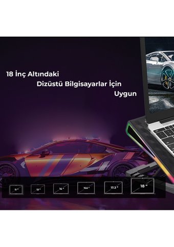 Bix Bx-Cp01G 800 Rpm Mini 1 Fanlı Rgb 18 İnç Gaming Laptop Soğutucu